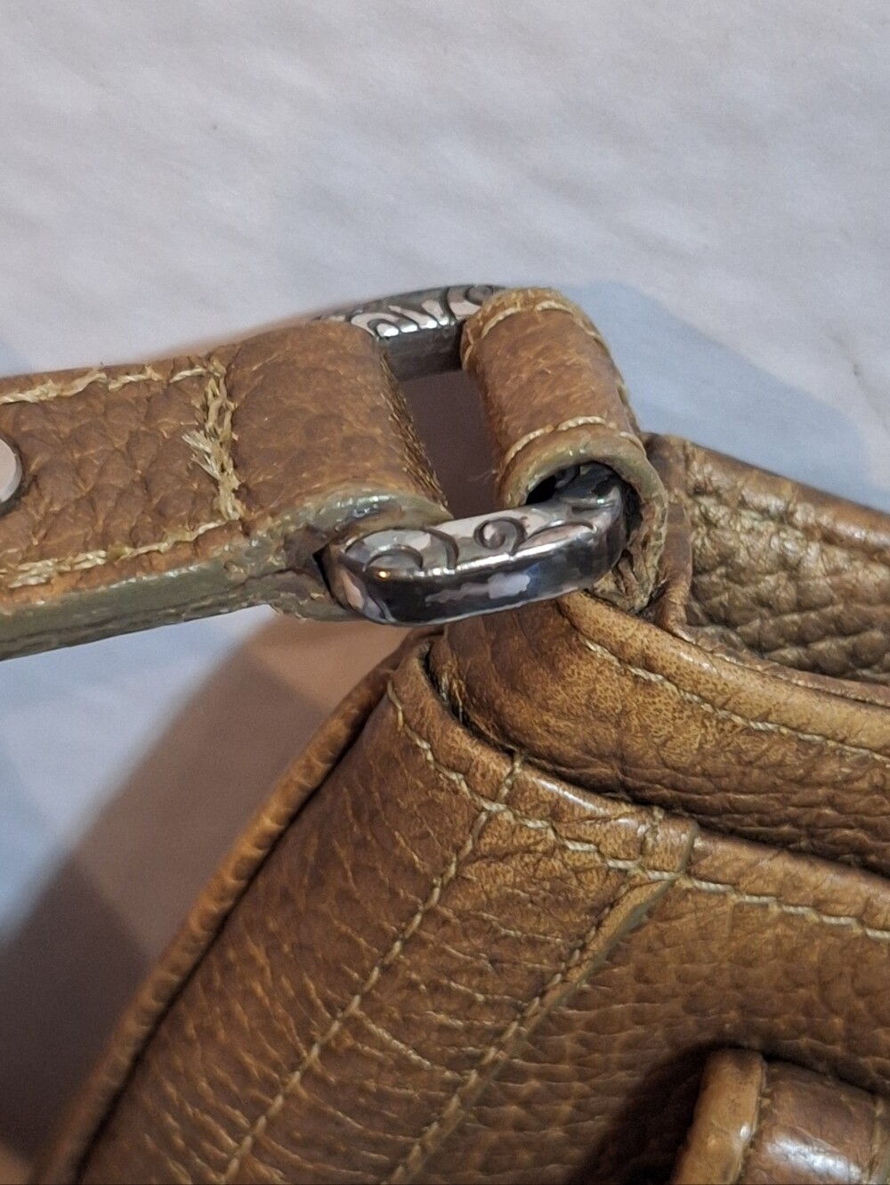 Brighton Crossbody Bag Purse Mila's Heart Metallic Gold Bronze Pebble Leather - Picture 16 of 16